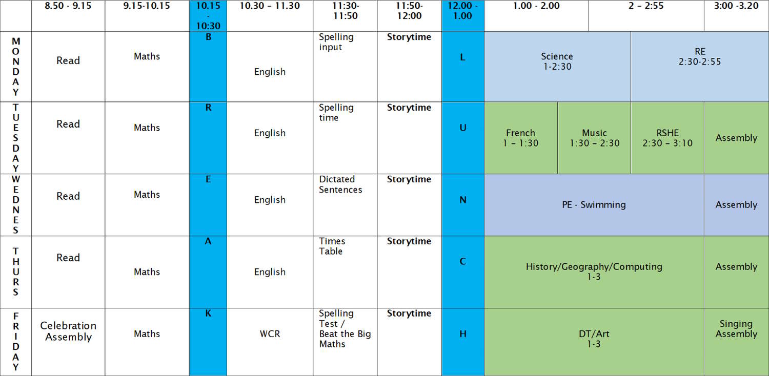 Class 2 Timetable