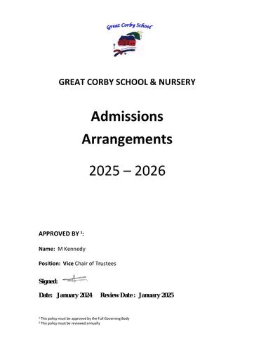 Admissions Arrangements 2025 2026