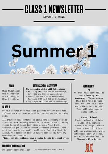 C1 Summer 1 Newsletter