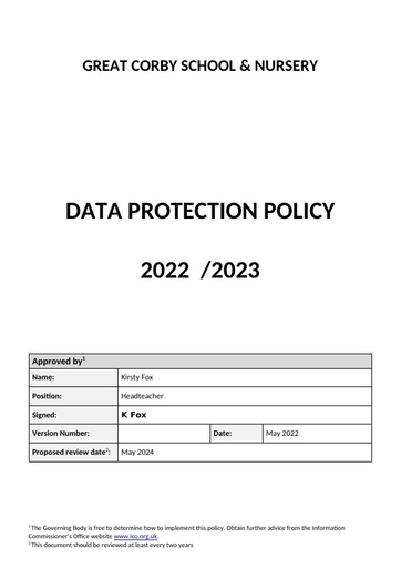 Data Protection Policy May 22   May 24