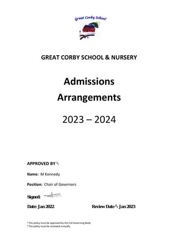 Admissions Arrangements 2023 2024