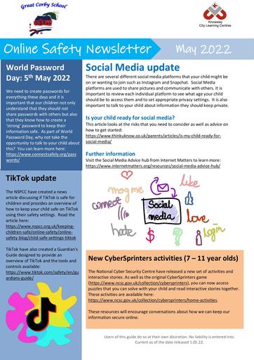 Primary Online Safety Newsletter May 2022 Great Corby 29 04 2022 (1)
