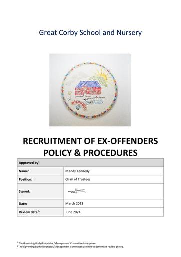 Model Recruitment of Ex Offenders Policy and procedures V3 Rev September 2022